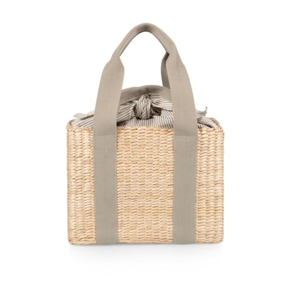 Outdoor Adventure Day - Insulated Seagrass Picnic Tote Bag in