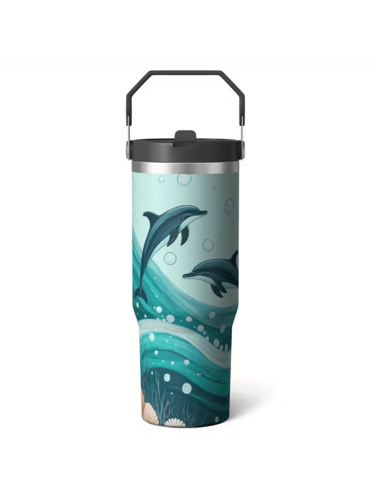 Outdoor Adventure Day - Ocean Dolphin Design Car Cup30oz Stainless
