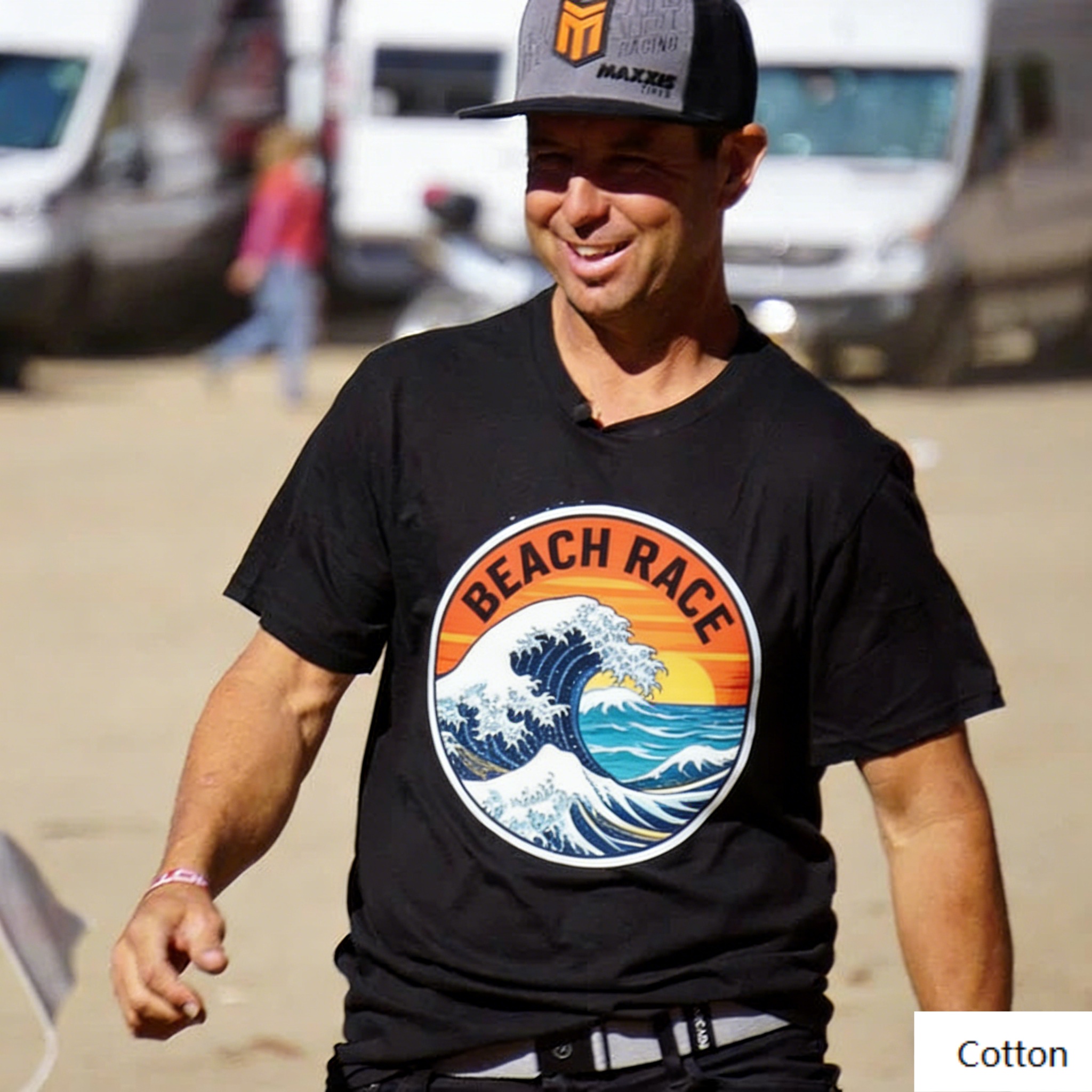Outdoor Adventure Races - Beach Race Retro Wave Graphic Cotton