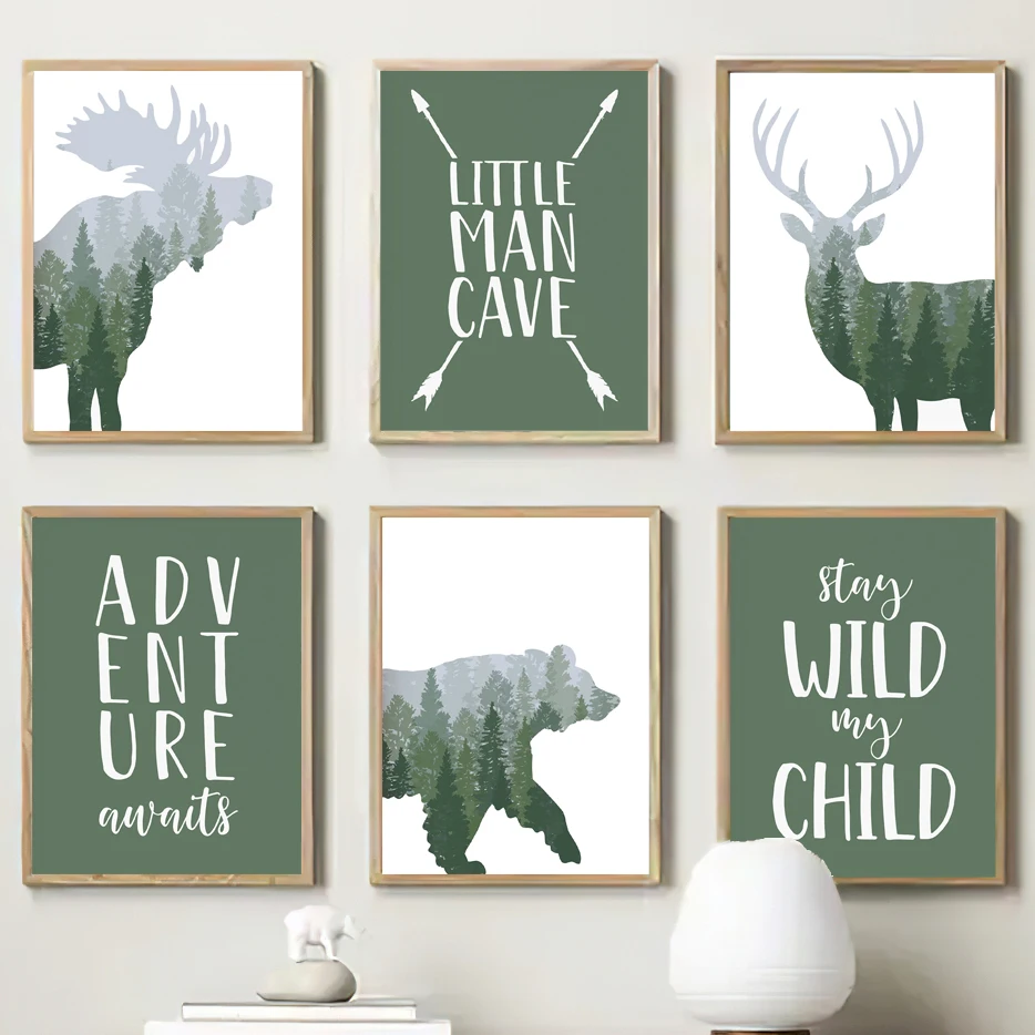 Green Woodland Deer Bear Moose - Outdoor Adventure Quotes recensie en prijs