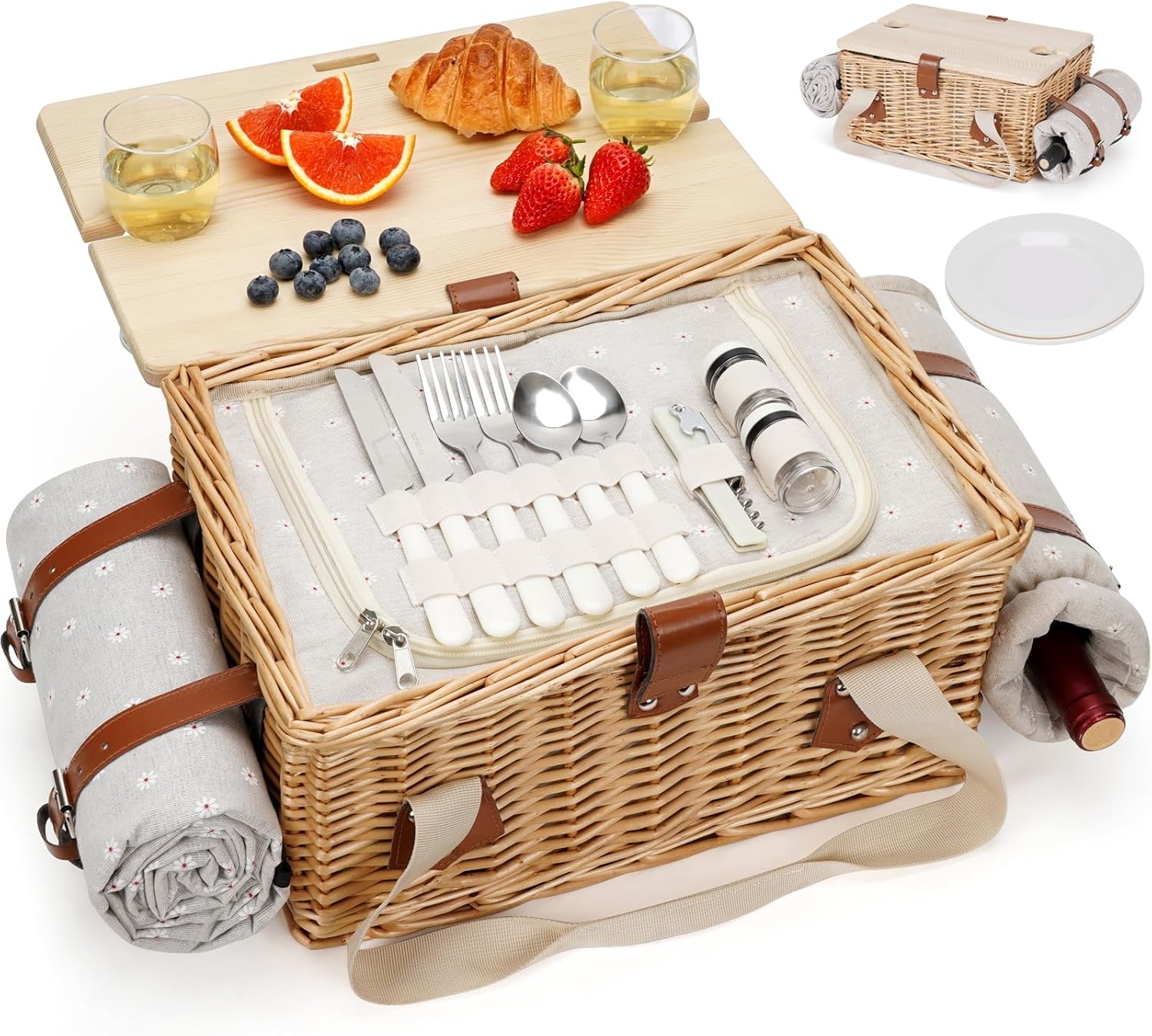 Wicker Picnic Basket for 2 wit - Outdoor Adventure Images recensie en prijs