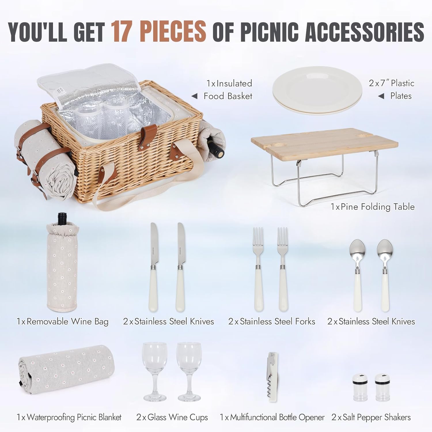 Wicker Picnic Basket for 2 wit - Outdoor Adventure Images recensie en prijs